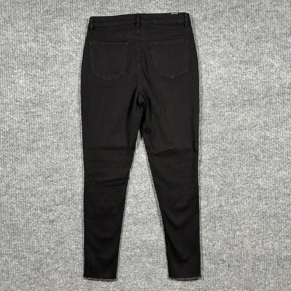 Almost Famous Womens Skinny Jeans Size 9 Black Denim Stretch Raw Hem High Rise
